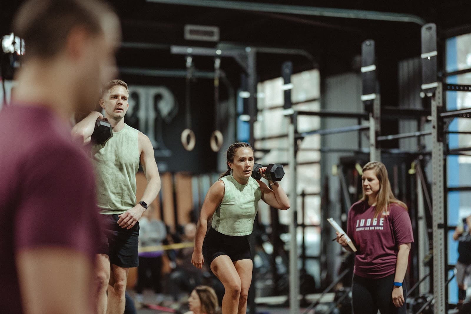 Athletes competing at a CrossFit 617 competition